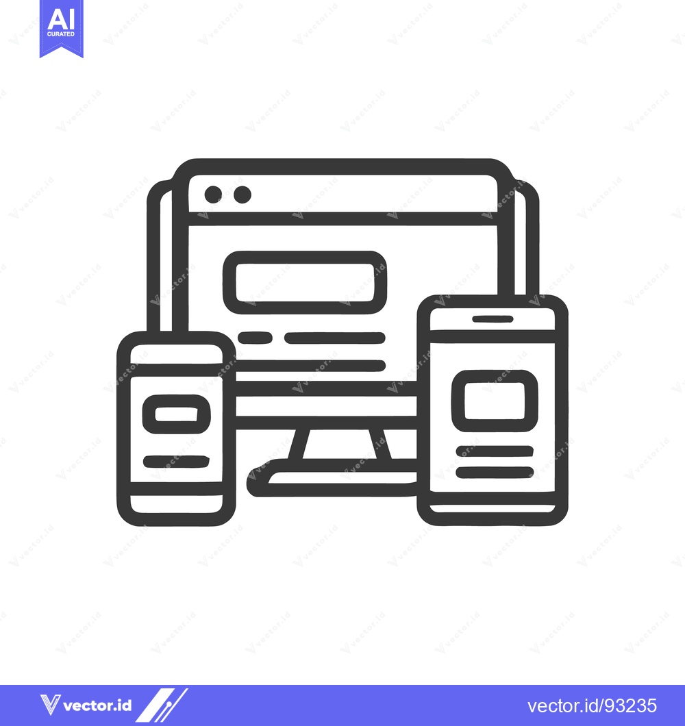 Premium Vector dari Responsive Design Icon: Desktop, Mobile Phones, Website Outline