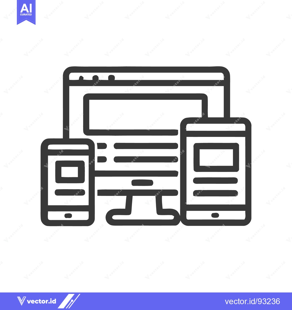 Premium Vector dari Responsive Design Icon: Desktop, Mobile Devices, Outline Style