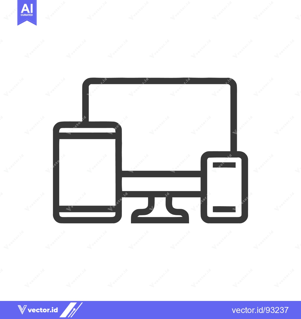 Premium Vector dari Responsive Design Icon: Desktop Computer and Mobile Devices Outline