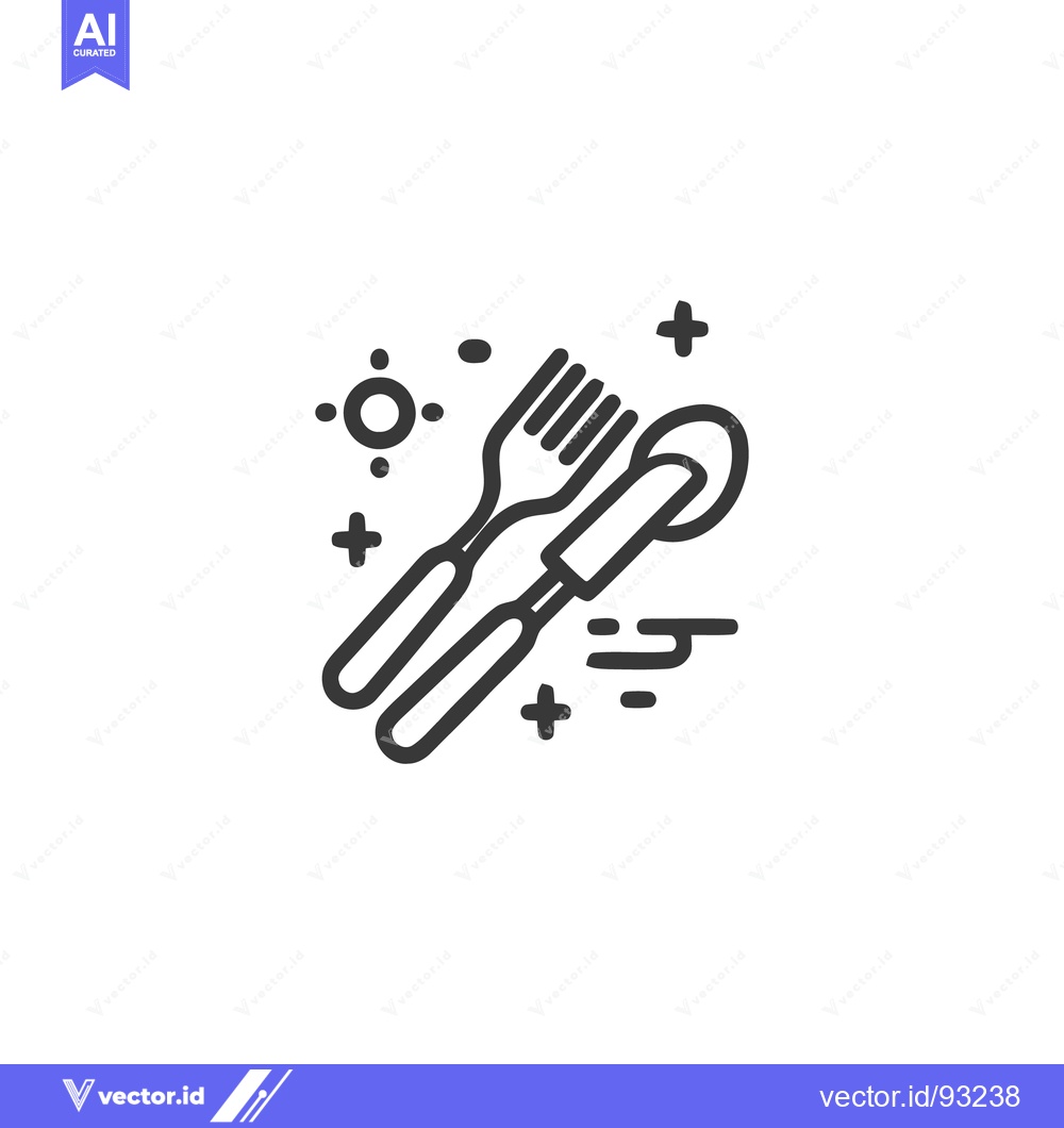 Premium Vector dari Minimalist Cutlery Icon: Fork, Knife, and Spoon with Decorative Elemen