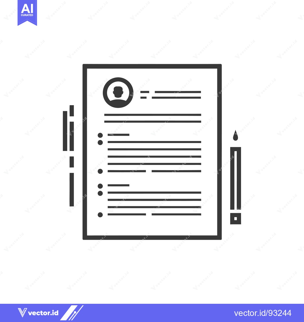 Premium Vector dari Resume Document with Profile Picture and Pencil