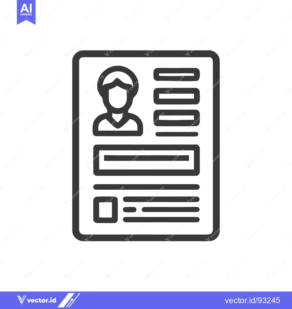Premium Vector of Minimalist CV Icon: Profile, Information, and Contact Details in Outli