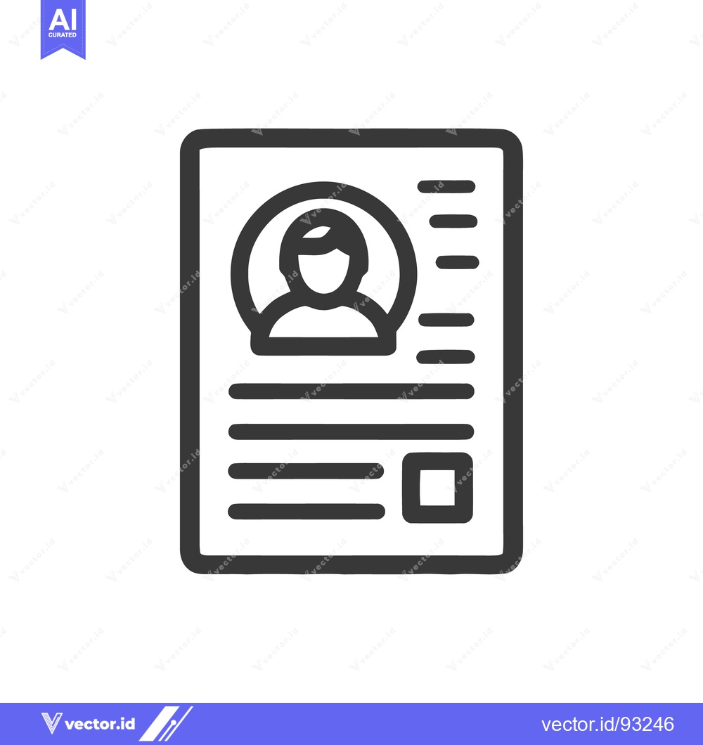 Premium Vector dari Minimalist Icon of Profile Document with Photo and Text Details