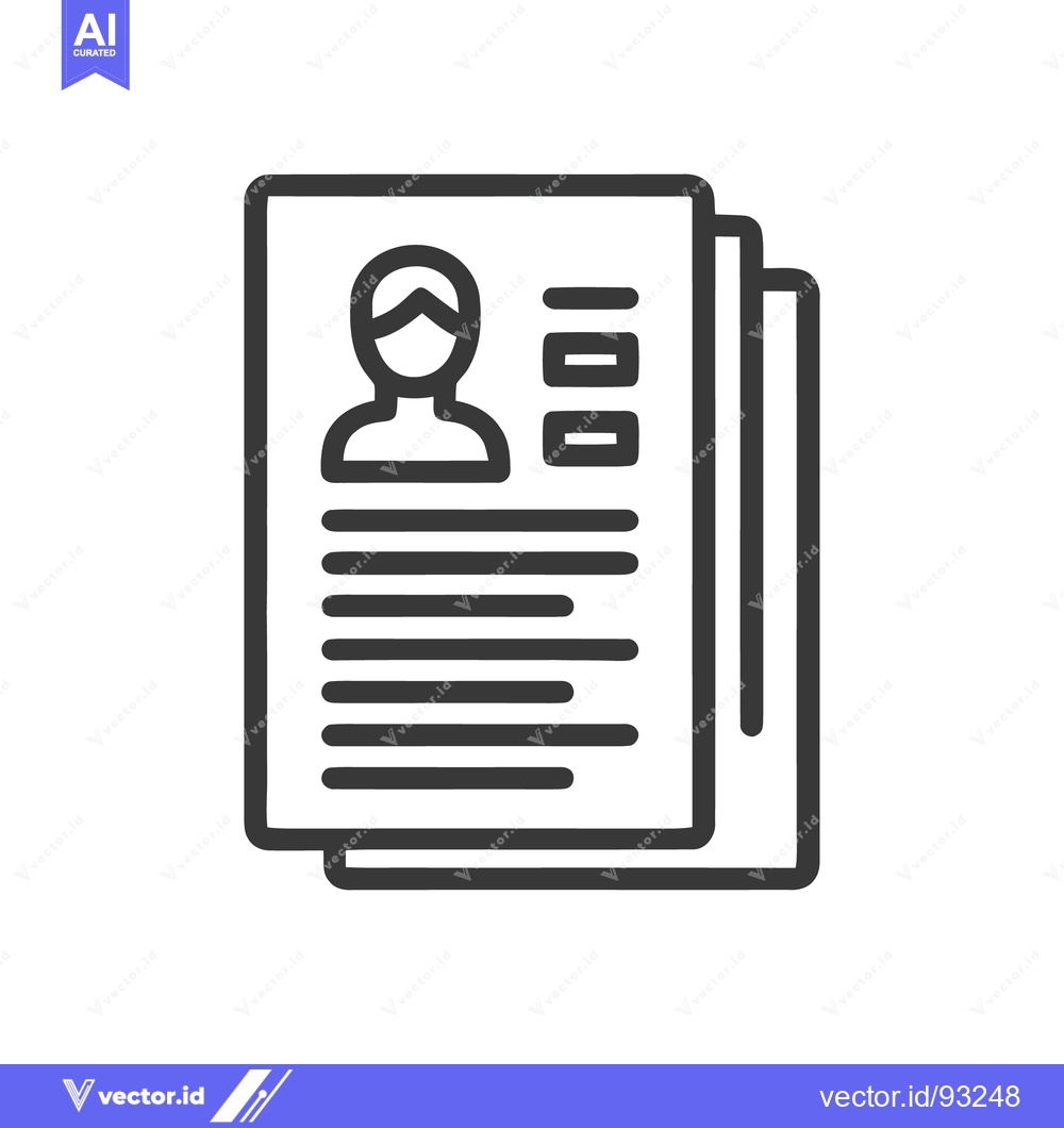Premium Vector of Resume Icon: Stacked Documents with Profile and Information Outline