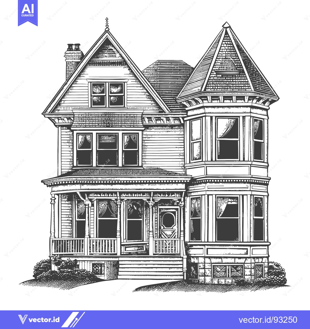Premium Vector dari Detailed black and white illustration showcasing an old victorian styl