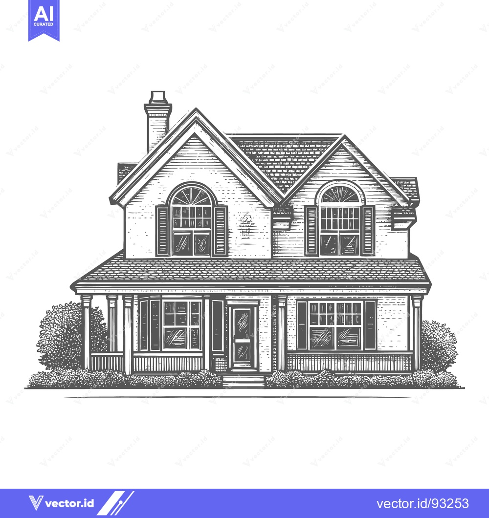 Premium Vector dari Illustration depicting a detailed residential house with multiple feat