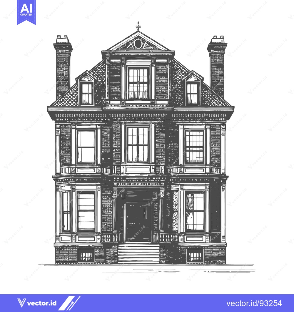 Premium Vector of An elegant hand drawn illustration of a large brick building