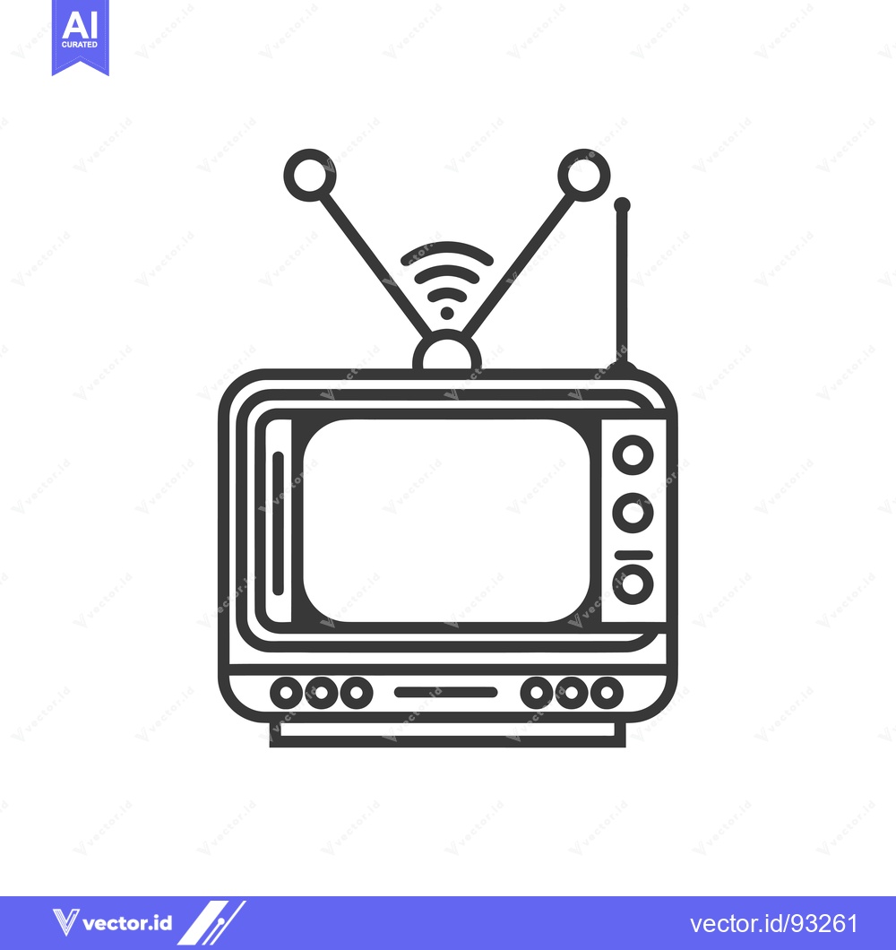 Premium Vector of Retro Television with Antenna and Wireless Signal