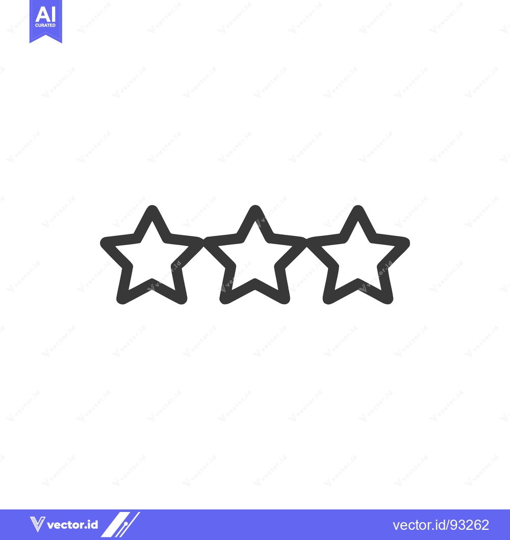 Premium Vector of Three Dark Gray Stars Aligned on White Background, Minimalist Icon