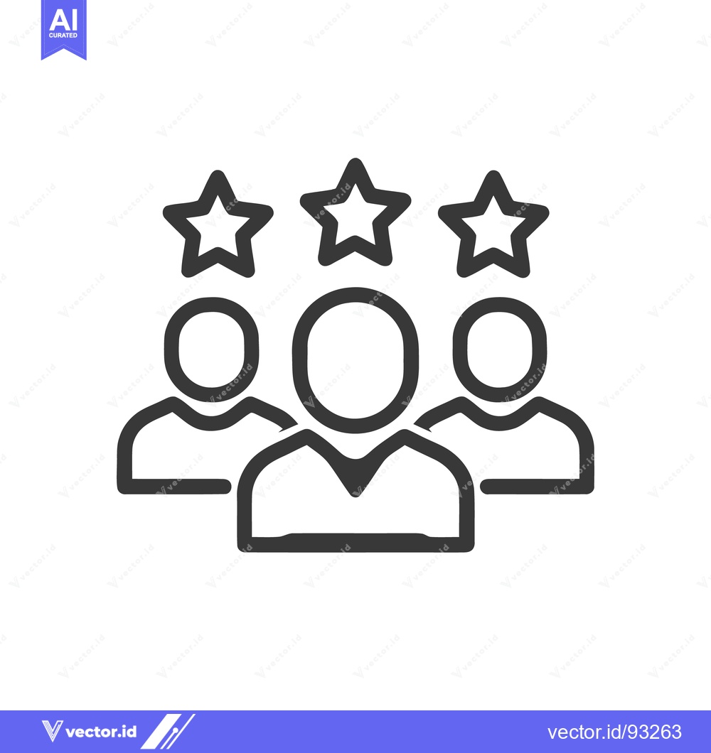 Premium Vector of Teamwork Excellence: Three People with Star Ratings, Line Icon