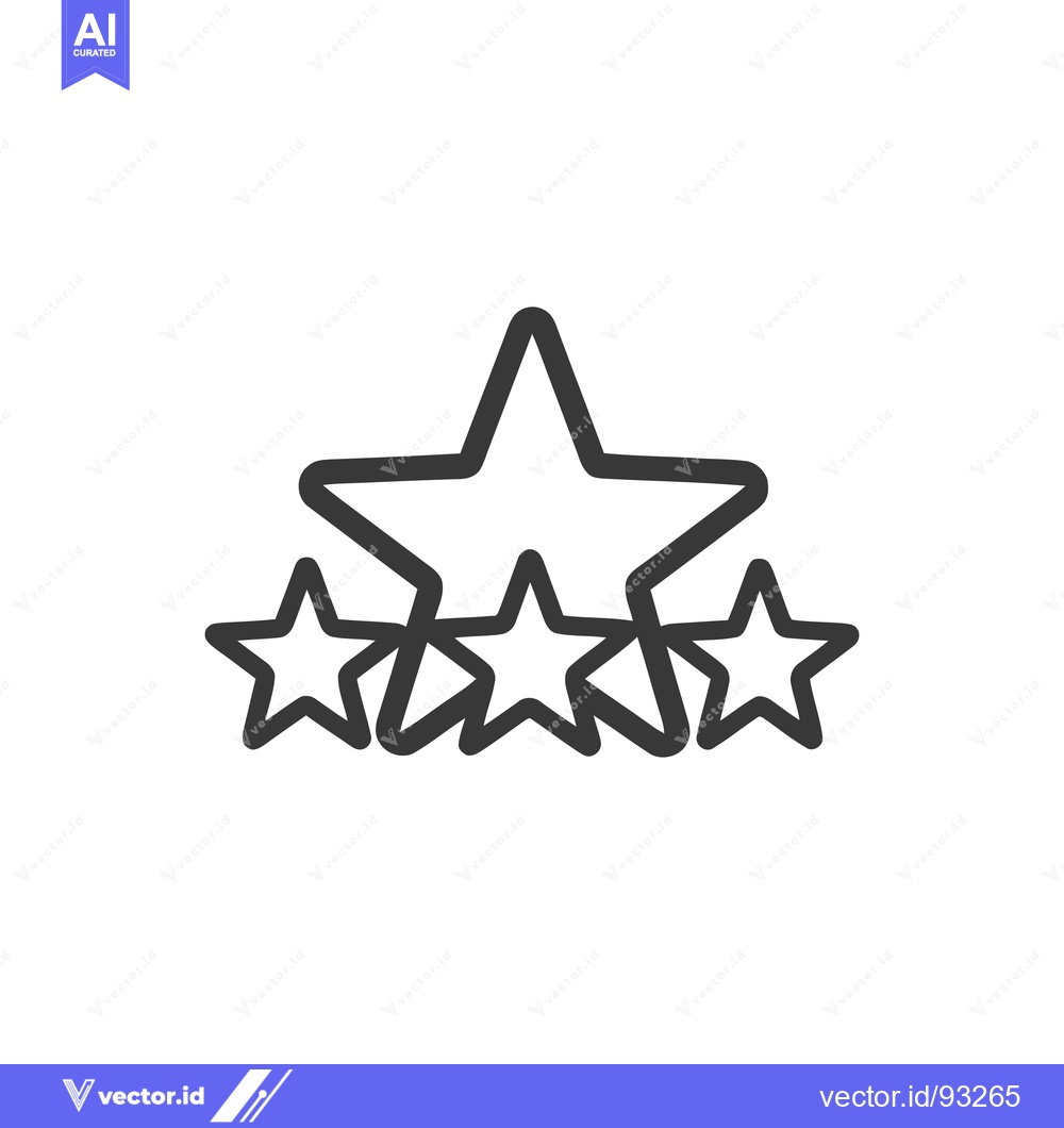 Premium Vector of Five Stars Rating Icon, Outline Style, Customer Feedback Symbol