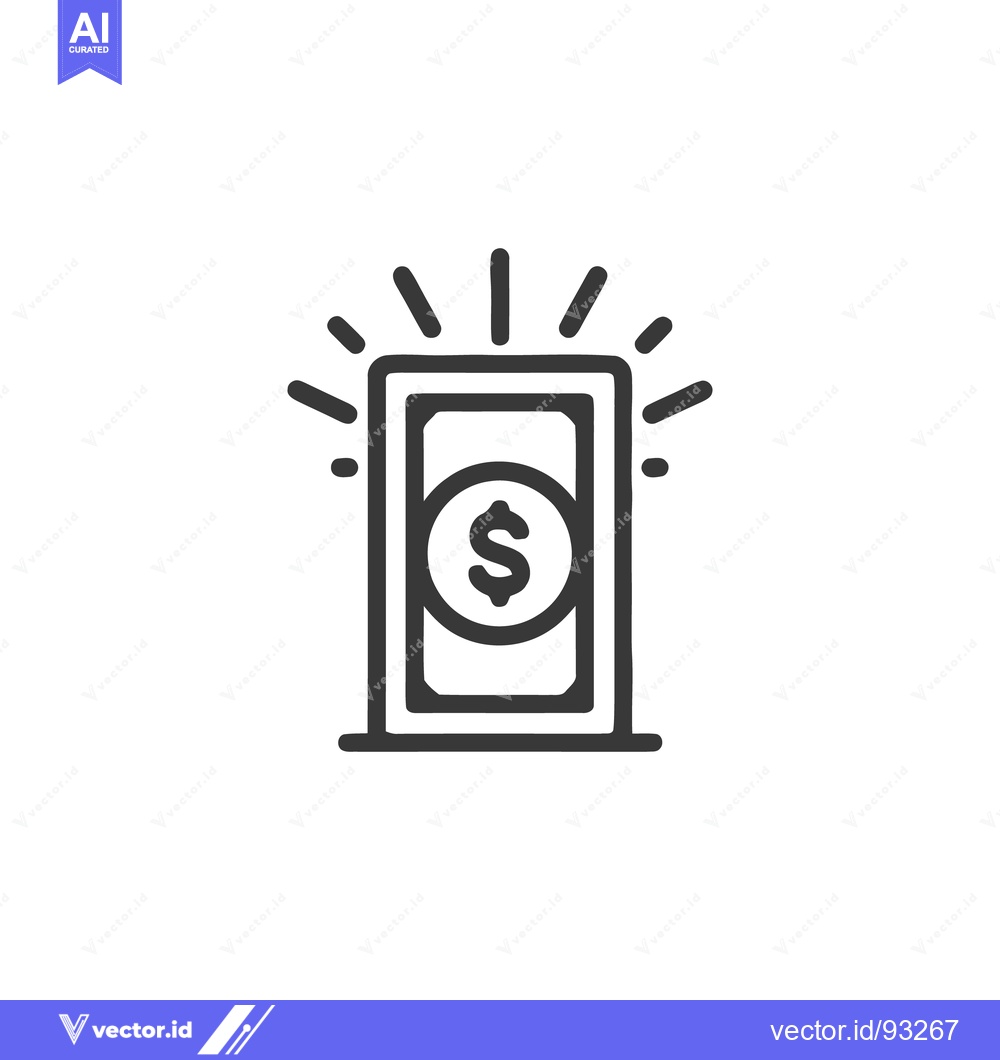 Premium Vector of Shining Dollar: Hand-Drawn Icon of Financial Opportunity and Success