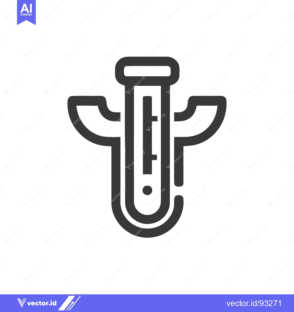 Premium Vector dari Minimalist Test Tube Icon with Side Arms, Dark Gray on White