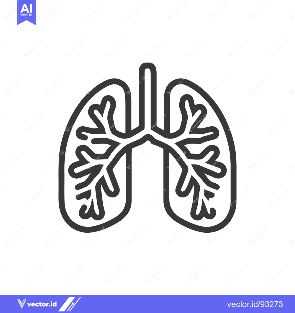Premium Vector dari Minimalist Lungs Icon: Detailed Bronchial Tree in Bold Outline