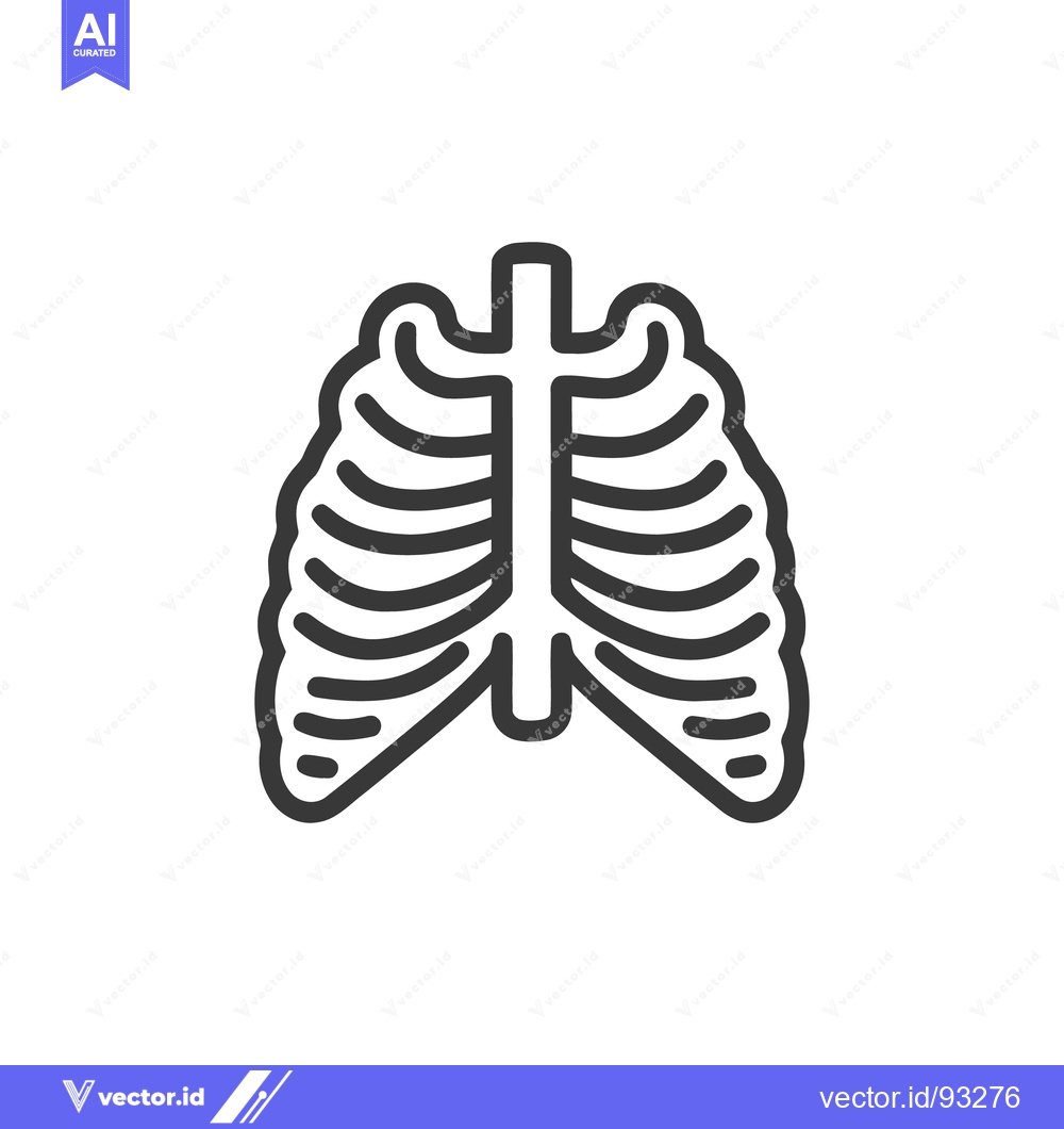 Premium Vector of Rib Cage Outline Icon: Anatomical Structure, Medical Symbol, Linear De