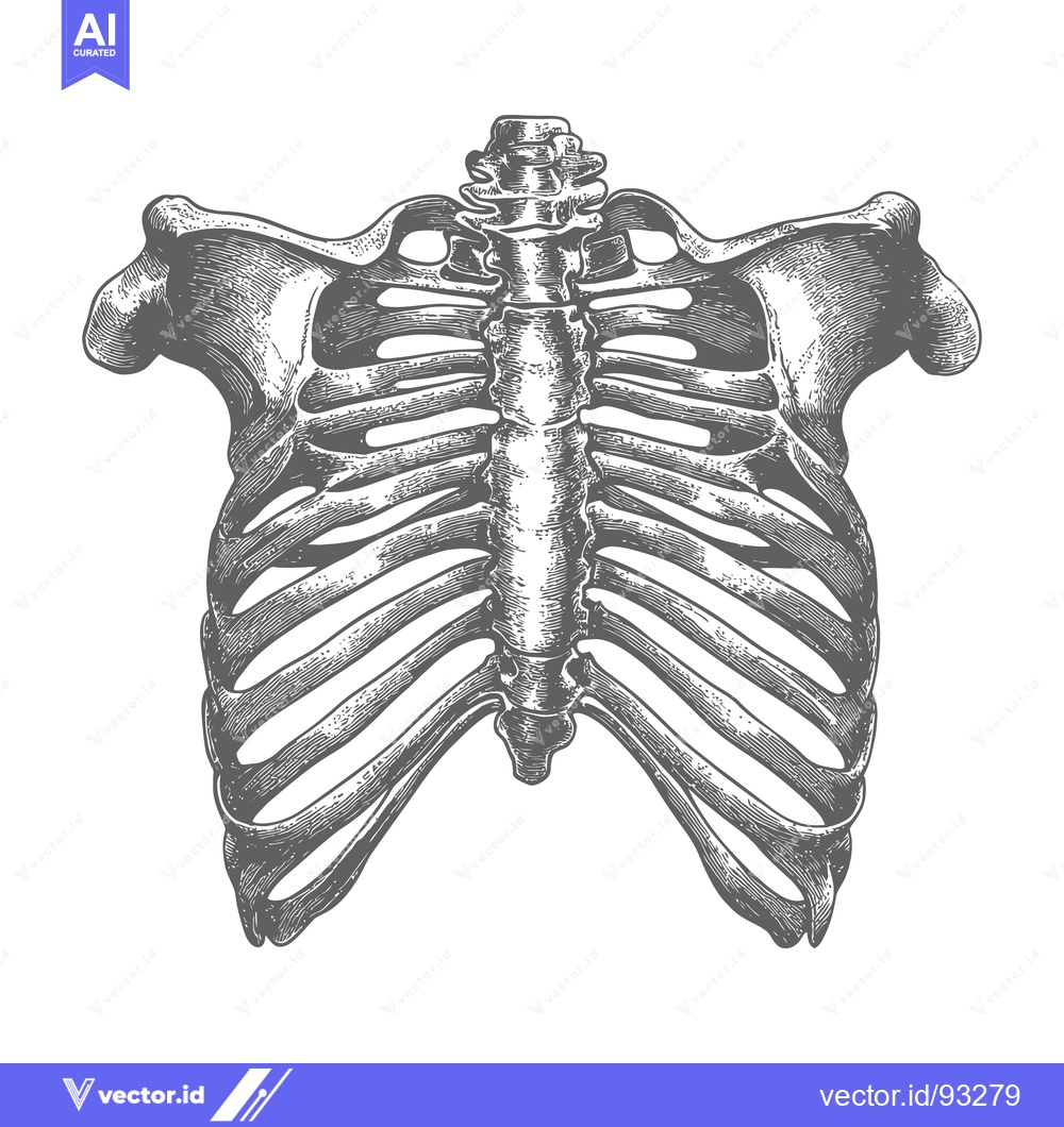 Premium Vector of An artistic anatomical representation of a human torso skeleton