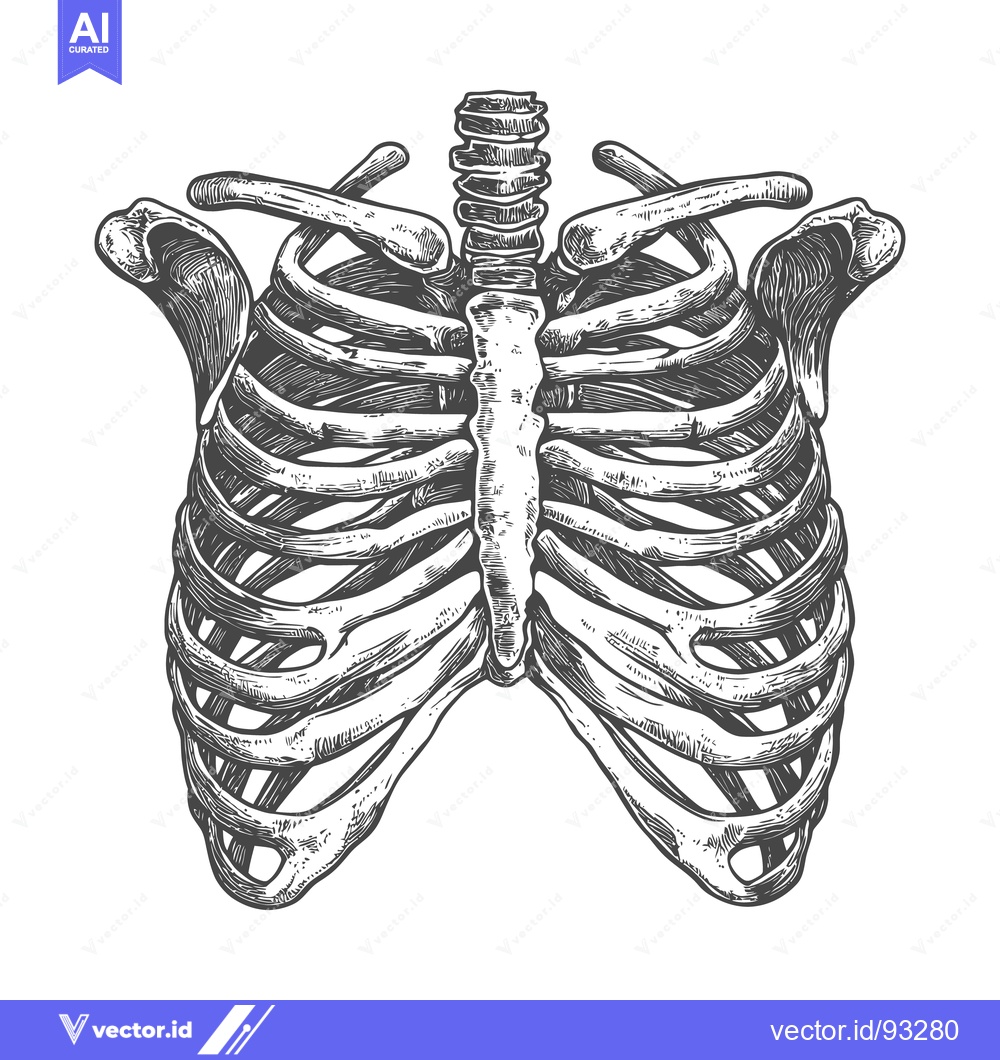 Premium Vector dari Detailed illustration showing the human ribcage and associated skeleta
