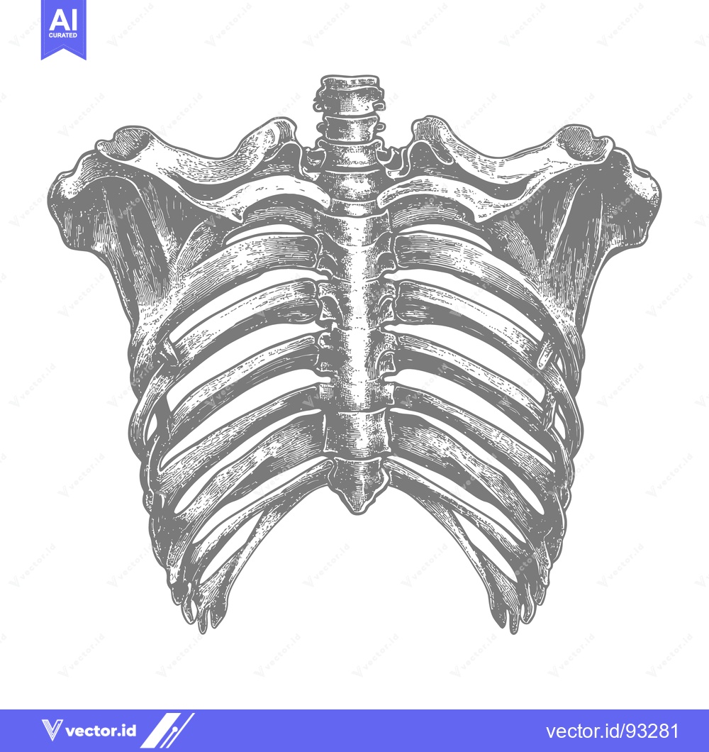 Premium Vector dari A detailed illustration depicting the human ribcage and shoulder struc