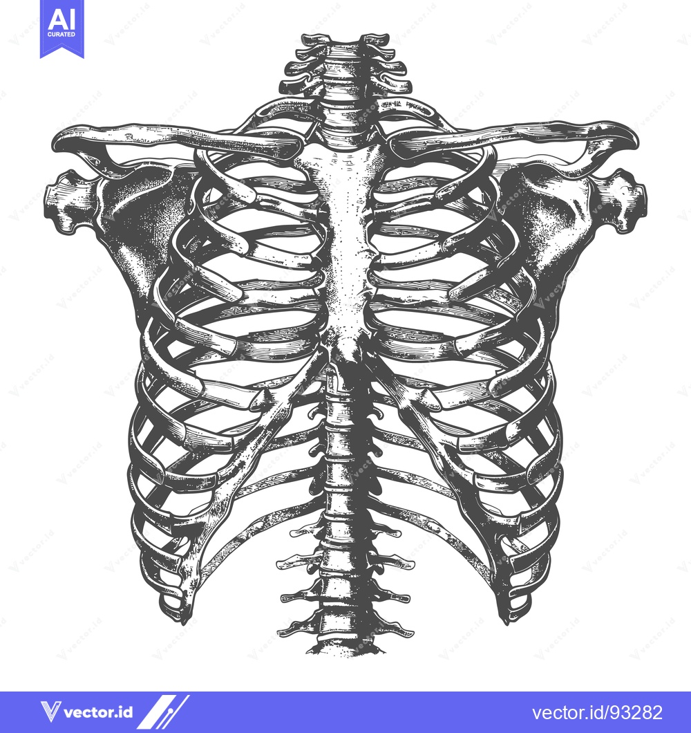 Premium Vector of Detailed anatomical illustration depicting the human skeletal rib cage