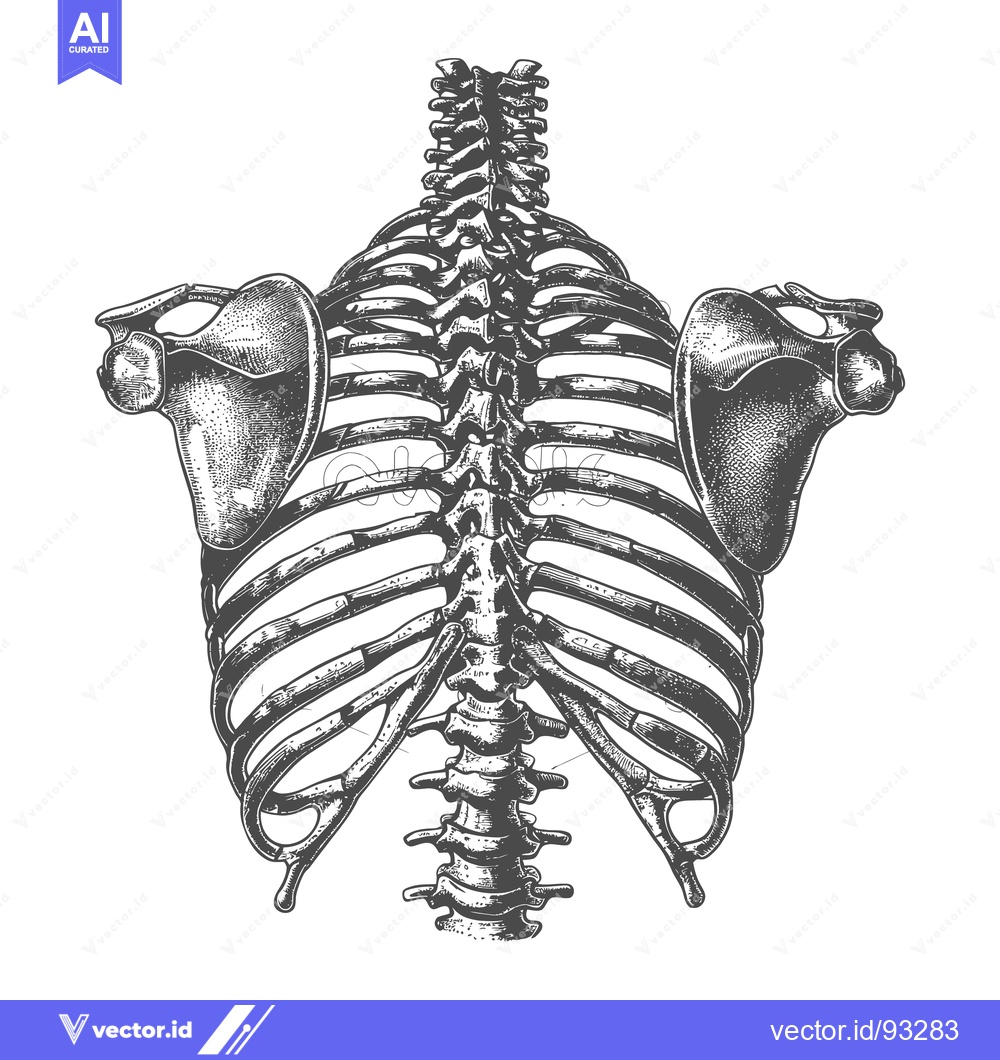 Premium Vector of Detailed illustration depicts the human rib cage and shoulder structur