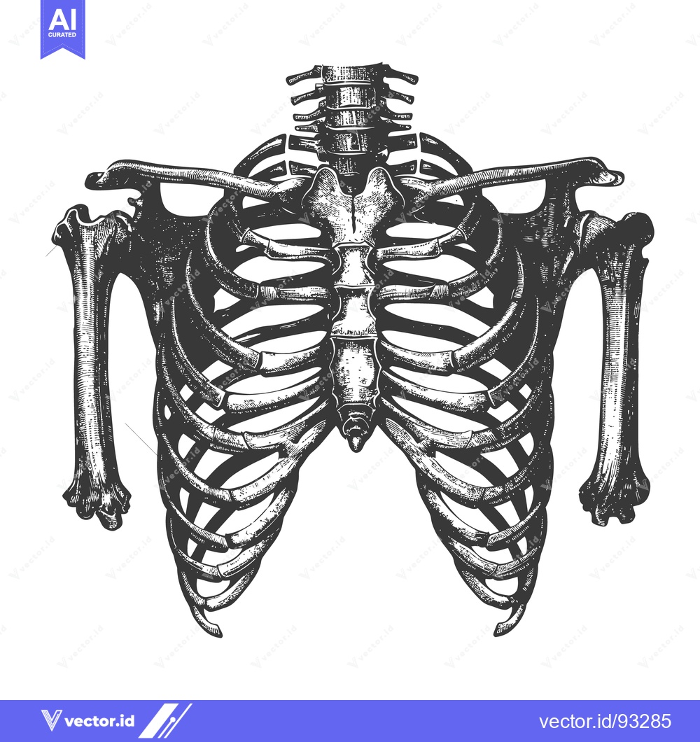 Premium Vector dari A detailed illustration depicting a human skeleton torso and arms