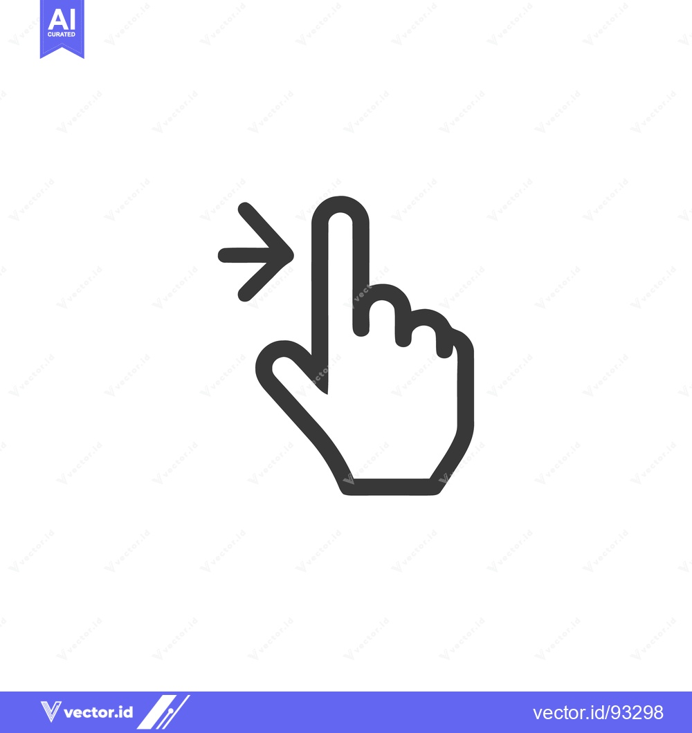 Premium Vector of Swipe Right Gesture: Stylized Hand with Arrow Icon on White Background