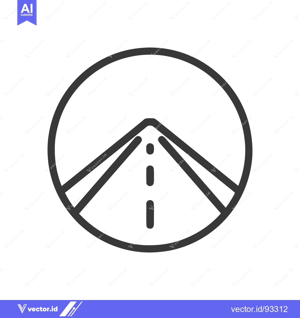 Premium Vector dari Minimalist Road Icon: Circular Frame, Perspective View, Line Art Desig