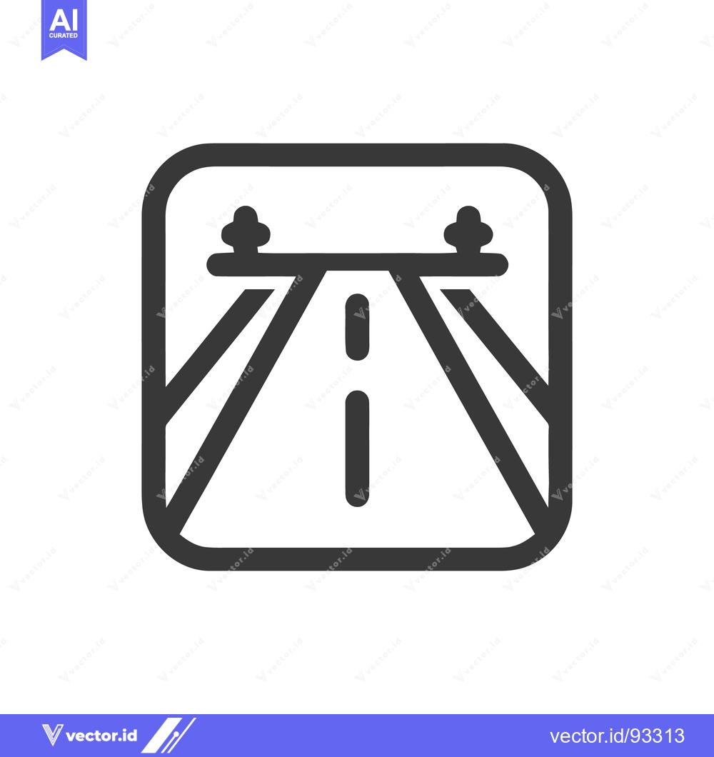Premium Vector dari Minimalist Road Icon: Perspective View with Bridge and Rounded Square