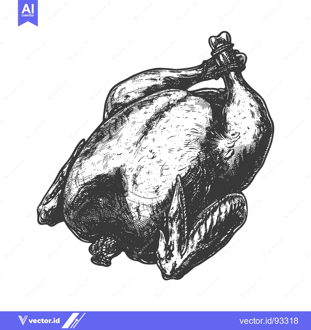Premium Vector of A detailed hand drawn illustration of a roasted whole chicken
