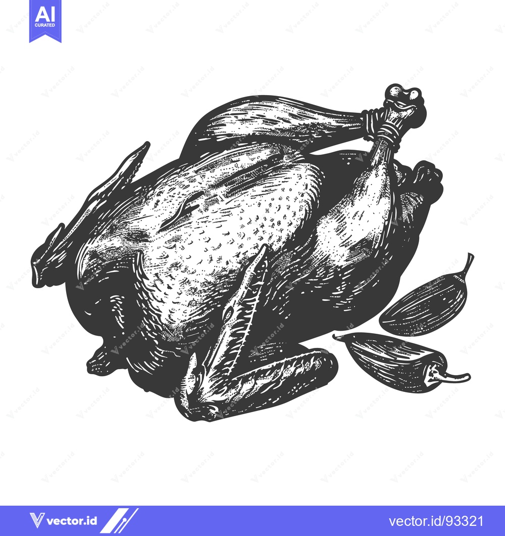 Premium Vector dari A Roasted Chicken with Herbs Prepared For A Delicious Dinner