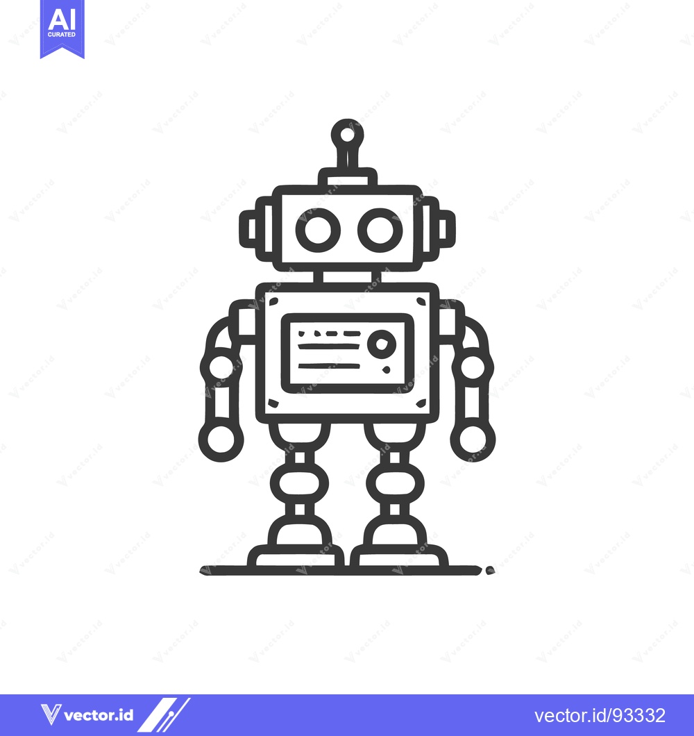 Premium Vector dari Minimalist Robot Icon: Retro Style, Clean Line Art Design