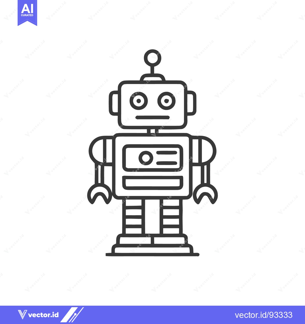 Premium Vector dari Minimalist Robot Icon: Linear Design on White Background, Futuristic T