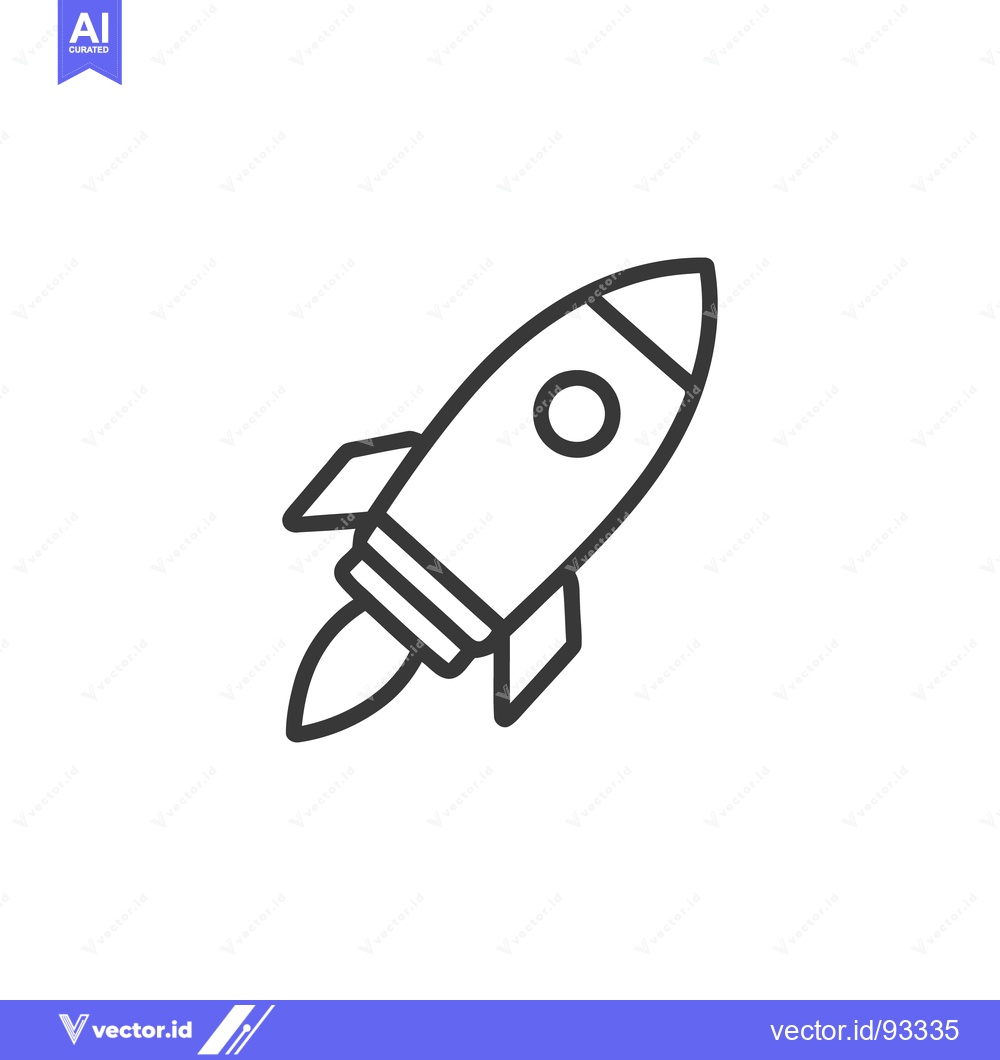 Premium Vector dari Minimalist Rocket Launching Icon: Bold Outline on White Background