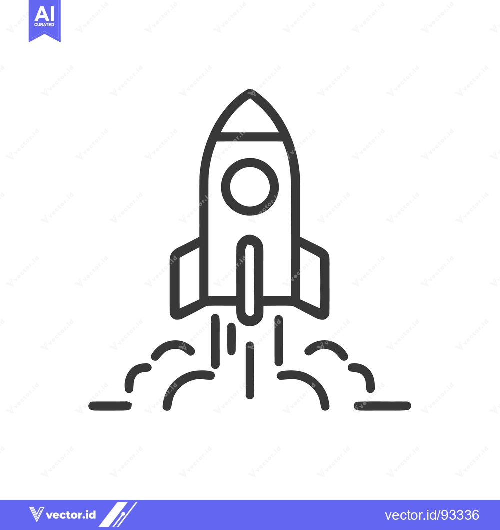Premium Vector dari Rocket Launch Icon: Bold Line Art for Space Exploration and Innovation