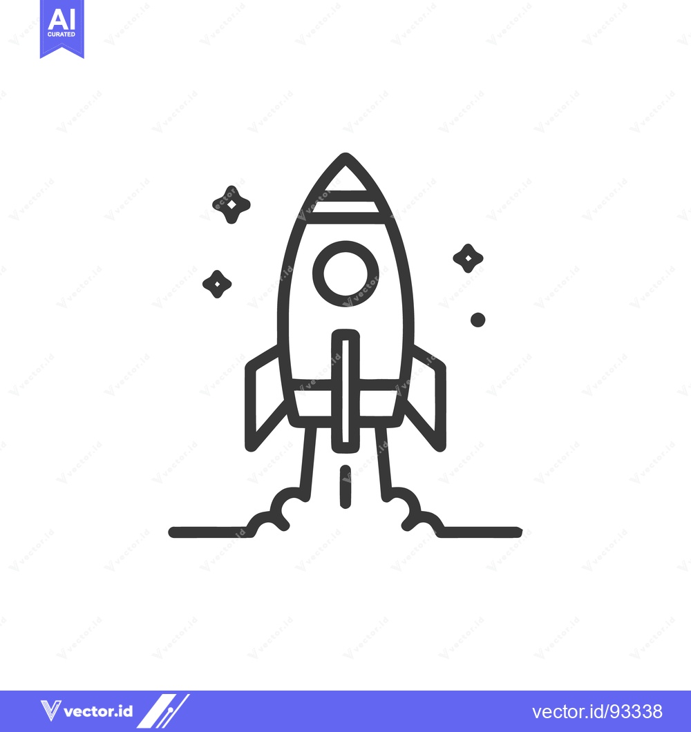 Premium Vector of Rocket Launch Icon: Minimalist Space Exploration Symbol with Stars and
