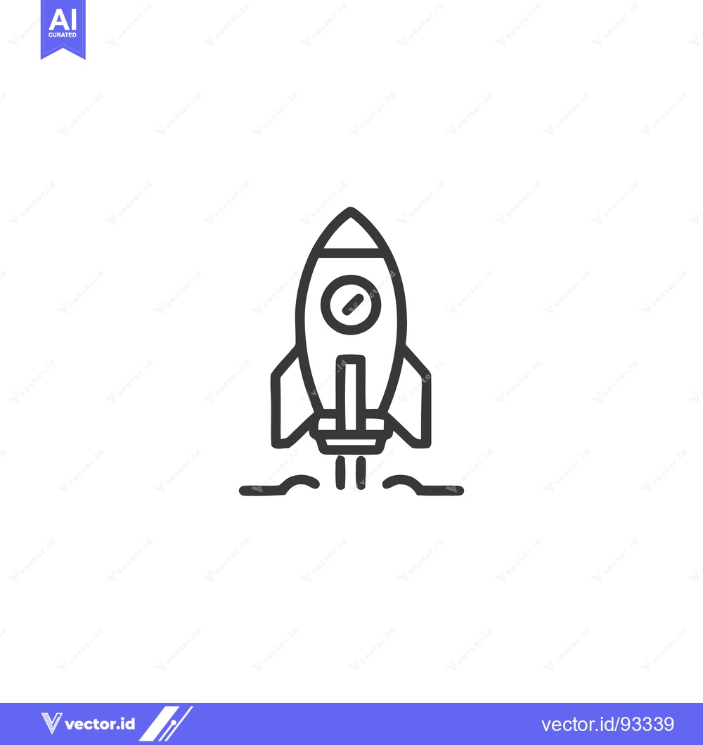 Premium Vector dari Rocket Launch Icon: Minimalist Line Art for Space Exploration