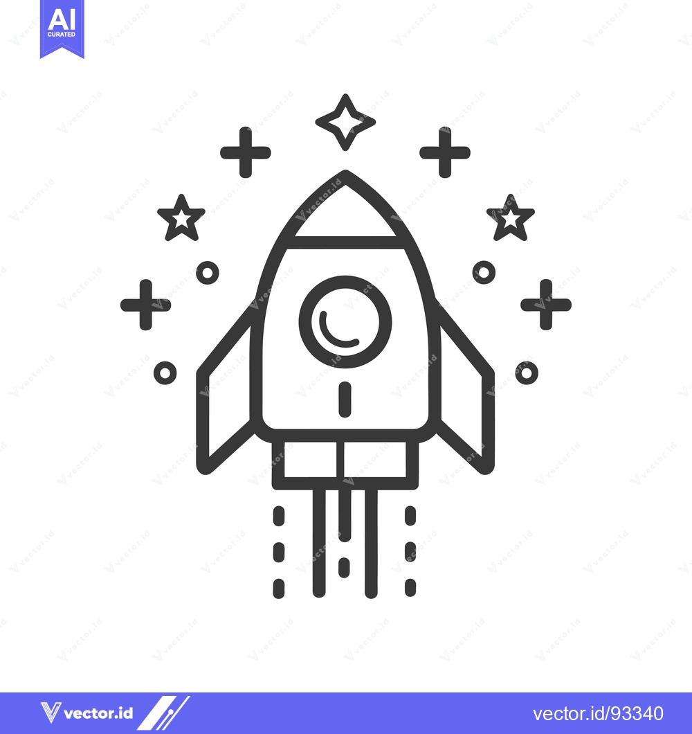 Premium Vector dari Rocket Ship Launching with Stars and Plus Signs