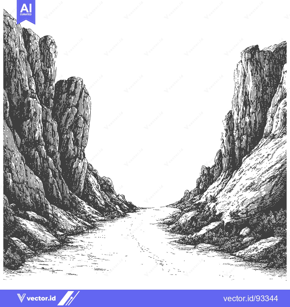 Premium Vector dari An illustration depicting a path flanked by large rock formations