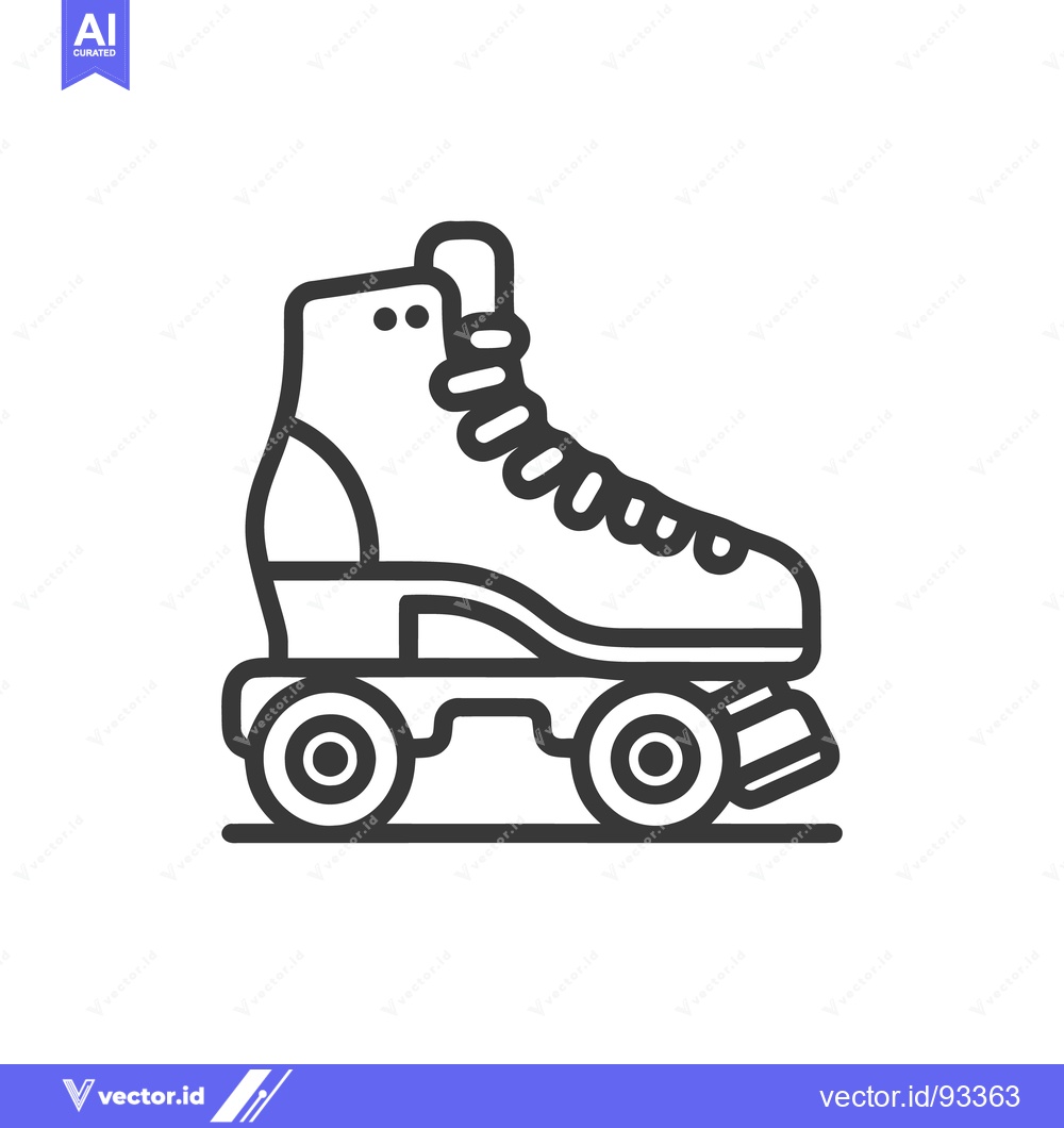 Premium Vector of Retro Roller Skate Icon: Bold Line Art for Nostalgic Design Elements