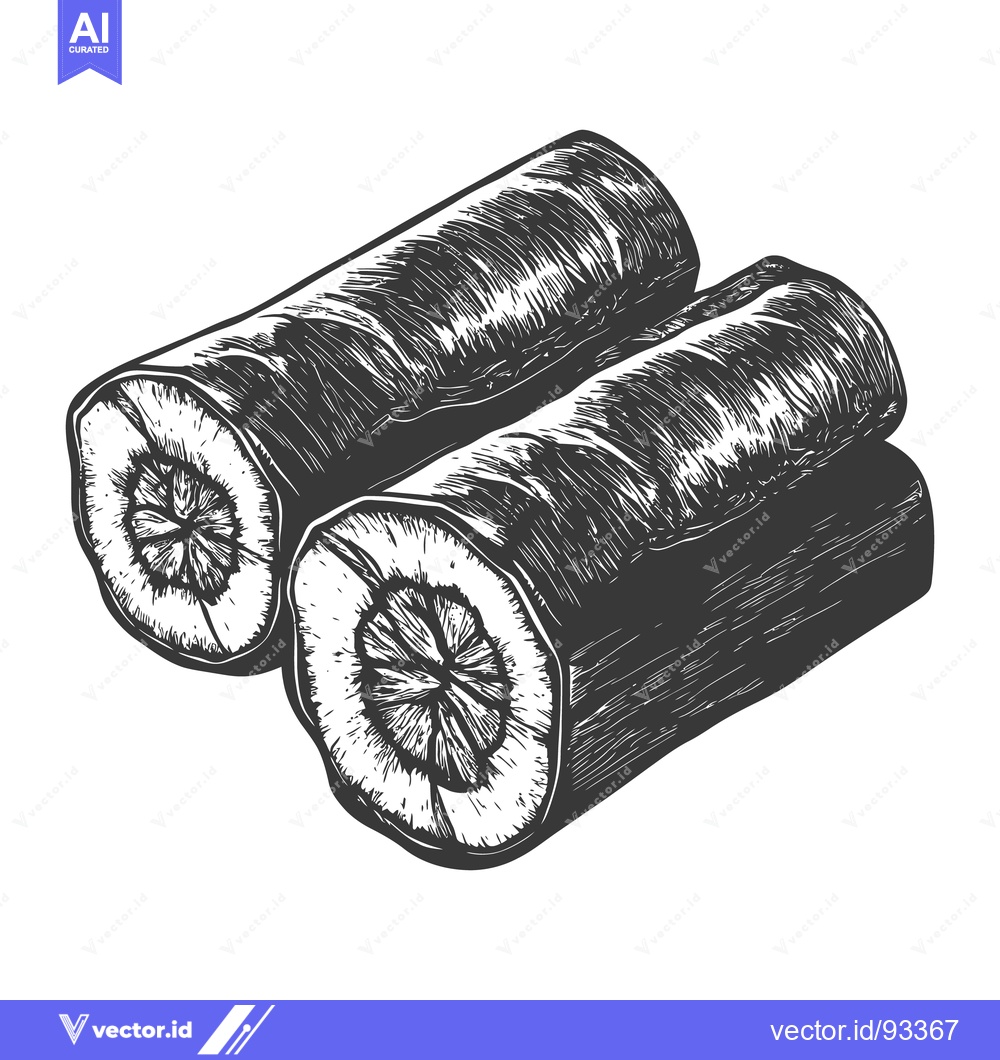 Premium Vector dari Two pieces of cut wood logs in black and white detail