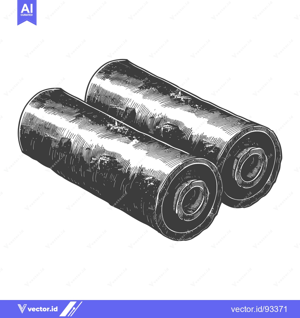 Premium Vector dari Two cylindrical objects with a textured dark monochromatic illustratio