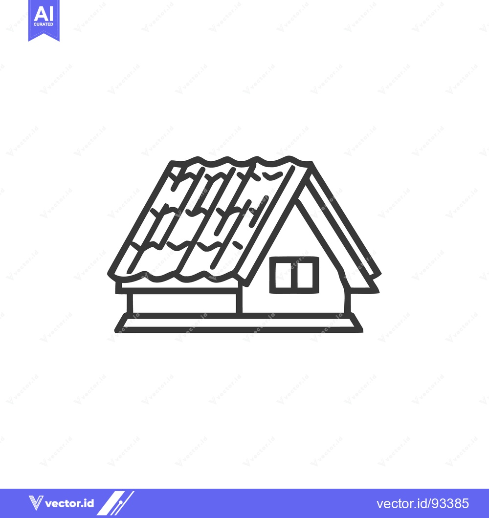 Premium Vector of Minimalist House Icon with Tiled Roof and Window Detail in Black and W
