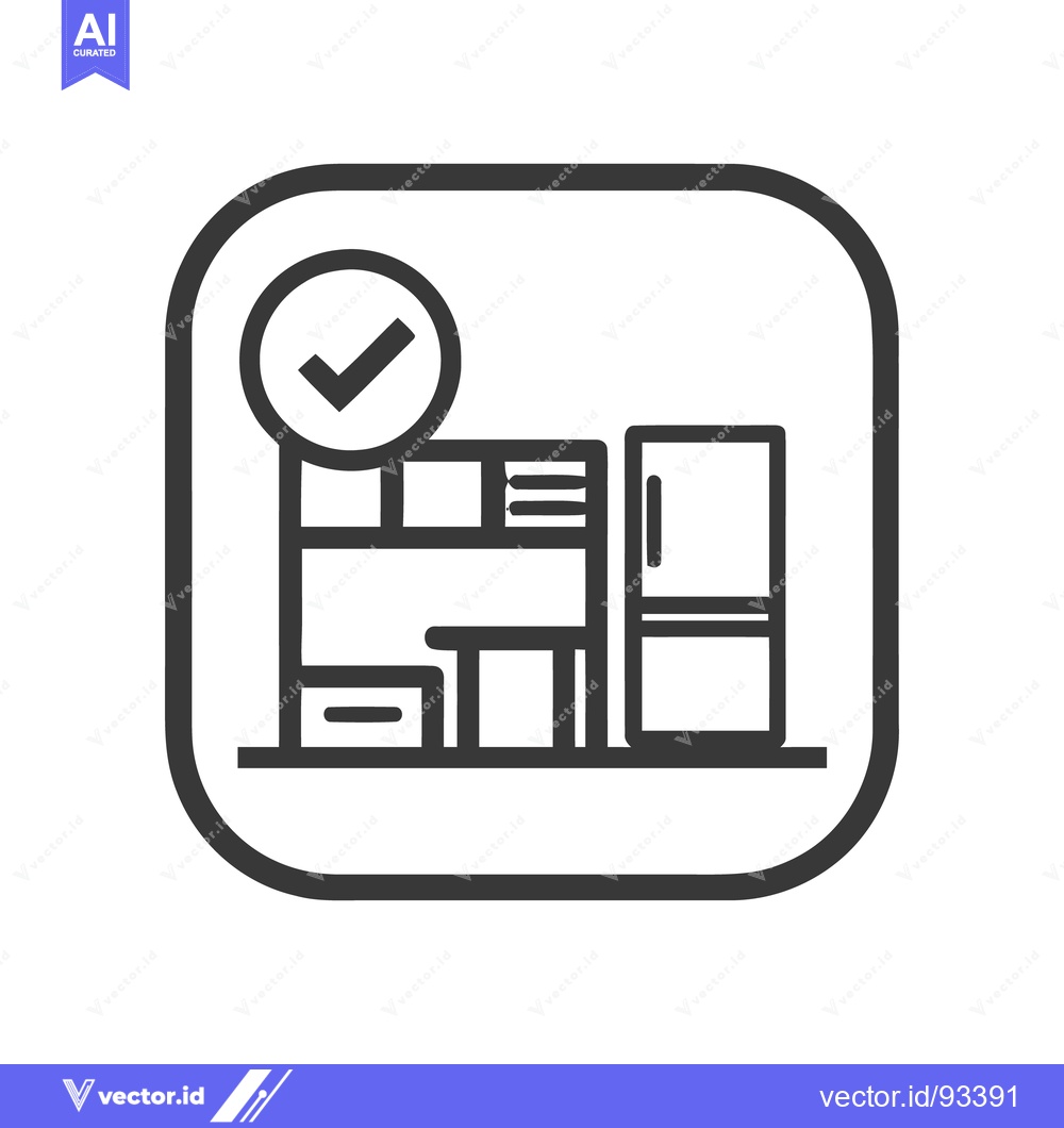 Premium Vector dari Kitchen Design Approved: Minimalist Icon with Check Mark Symbol