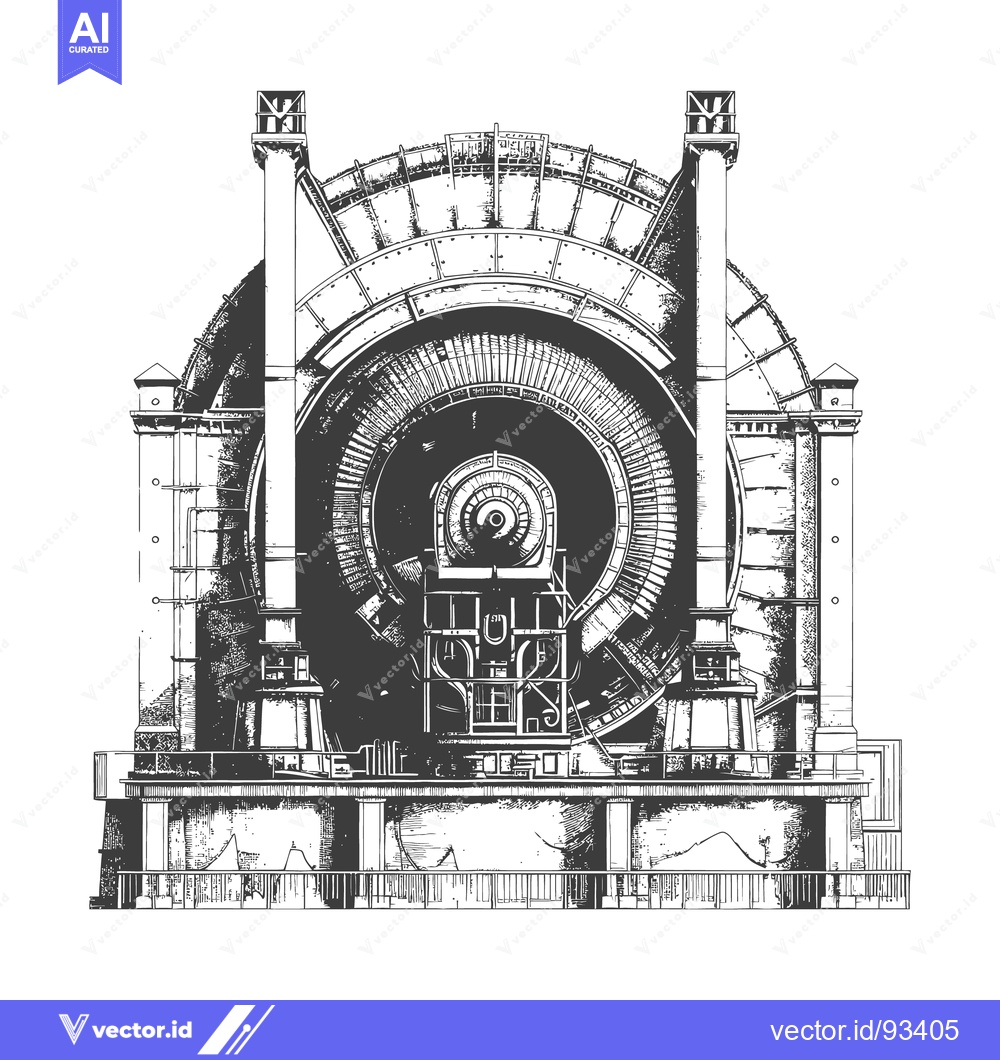 Premium Vector dari A detailed illustration of a large circular mechanical device