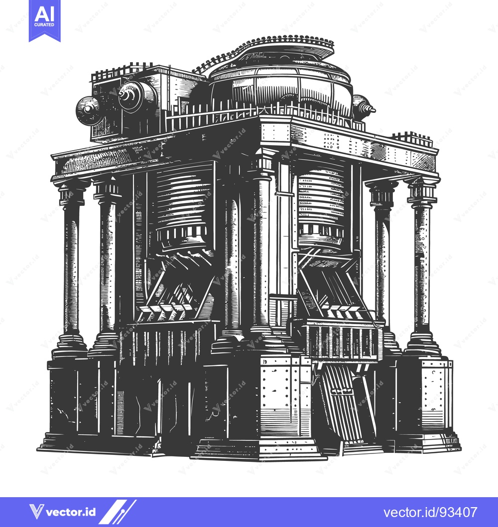 Premium Vector dari A detailed illustration of a large ornate industrial structure