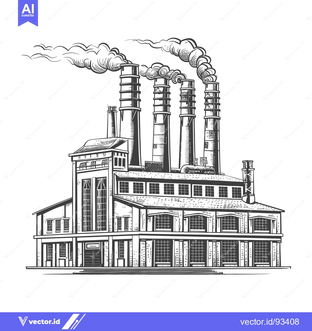 Premium Vector dari Industrial Factory Structure Releasing Smoke From Multiple Chimneys