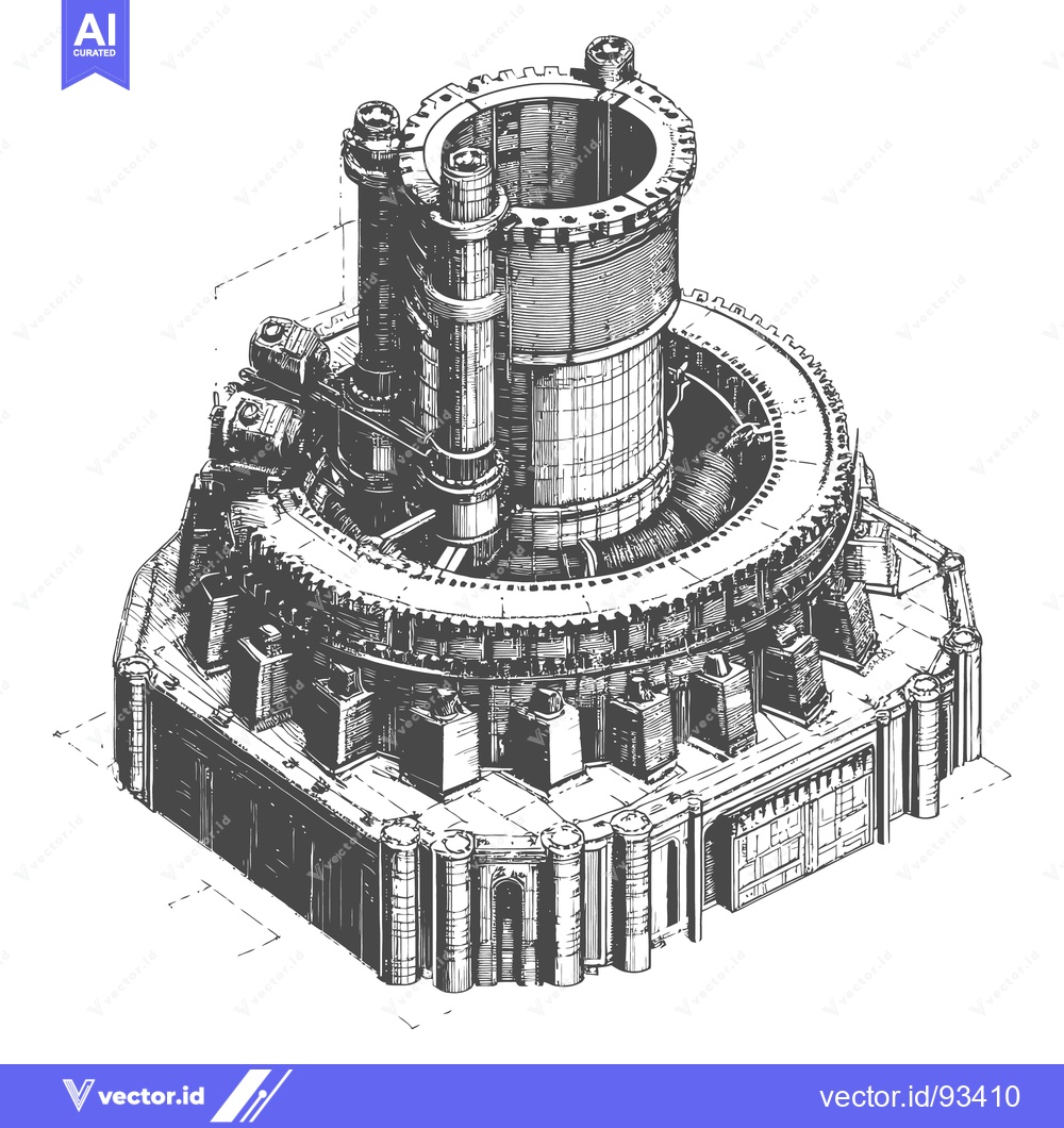 Premium Vector dari An intricate isometric illustration of a tall industrial structure