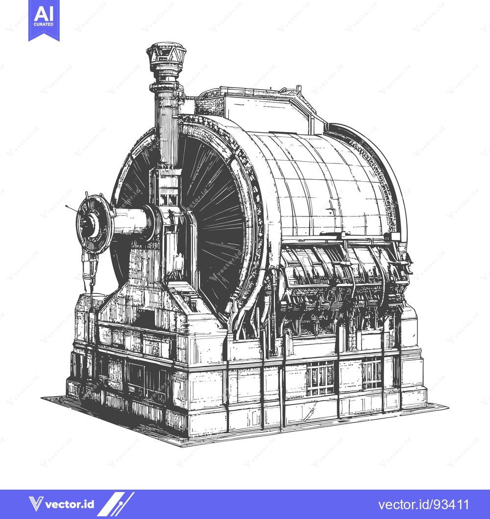 Premium Vector of Detailed artistic illustration of a large cylindrical power generation