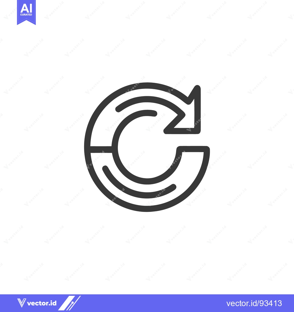 Premium Vector of Circular Arrow Icon: Double Line, Rotation, Refresh Symbol on White Ba