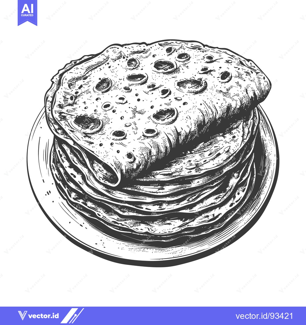 Premium Vector dari A stack of flatbreads presented on a simple round white plate